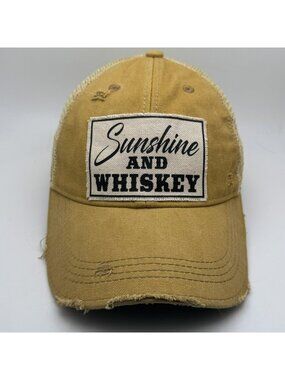 Headmost Distressed Sunshine & Whiskey Trucker Hat Men's Adjustable Baseball Cap